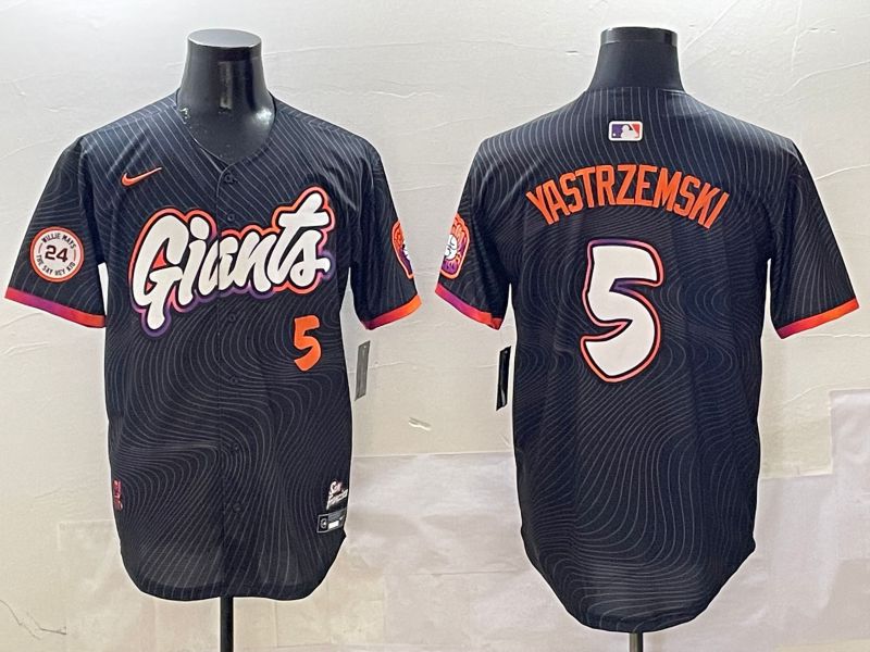 Men San Francisco Giants #5 Yastrzemski Black Second generation Joint Name Nike 2025 MLB Jersey style 11